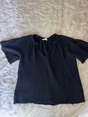 Nation Ltd Ladies Black Short Sleeved Top 100% Cotton Lightweight Women’s Tops
